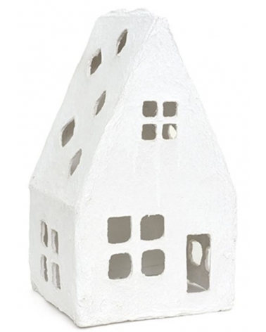 Domeček z cotton-maché bílý 30 cm