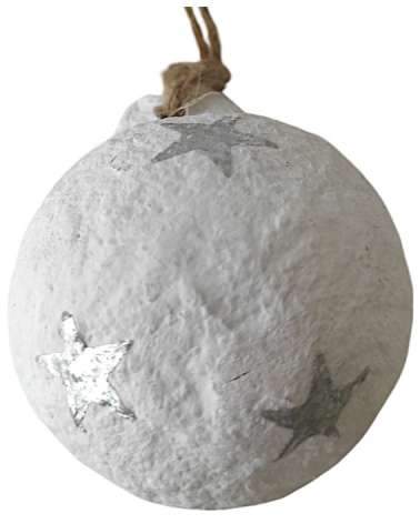 Ozdoba papermache se stříbrnými hvězdičkami 5 cm