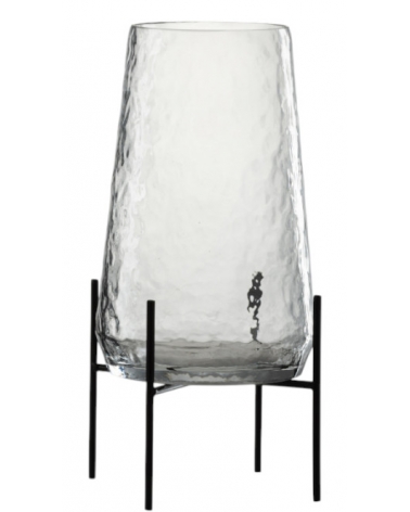 Váza / svícen sklo transparentní černá 32 cm