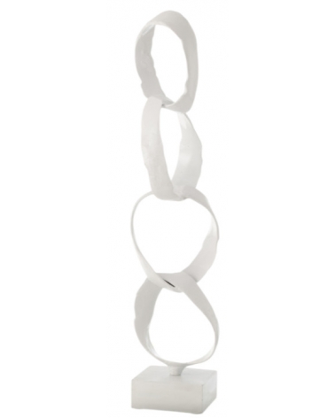 Ornament kroužky kovový bílý 66 cm
