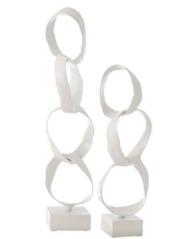 Ornament kroužky kovový bílý 66 cm