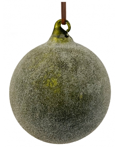 Ozdoba skleněná zelená "pocukrovaná" 8 cm