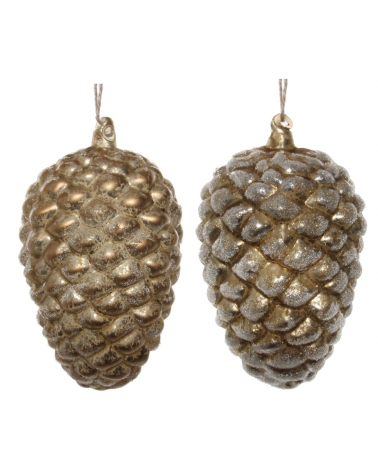 Šiška skleněná zlatá ledová 14 cm