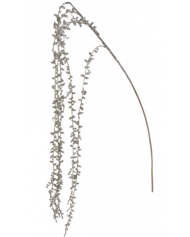 Větev stříbrná se třpytem 125 cm