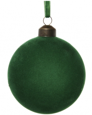 Ozdoba skleněná zelený samet 8 cm