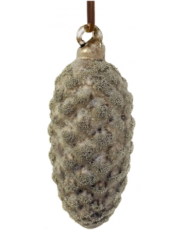 Šišla skleněná hnědá antique s korálky 10 cm