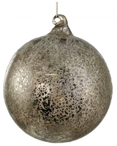 Ozdoba skleněná stříbrno-šedá antique 10 cm