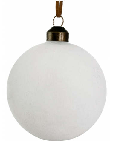 Ozdoba skleněná bílá sametová 8 cm
