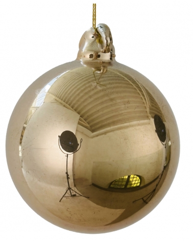 Ozdoba skleněná perleťově zlatá lesklá 8 cm