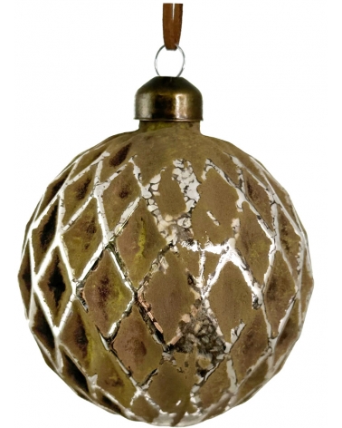 Ozdoba skleněná stříbrně zelená patina 10 cm