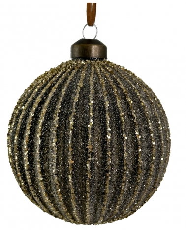 Ozdoba skleněná zelená se zlatými třpytkami 10 cm