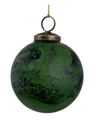 Ozdoba skleněná zeleno-černá mramorovaná 8 cm