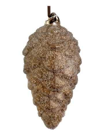 Šiška skleněná tmavě zlatá antique ledová 15 cm