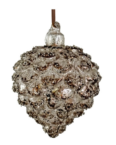 Šiška skleněná stříbrná antique třpytivá 8 cm