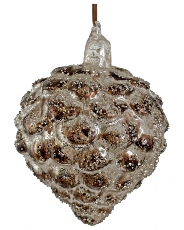 Šiška skleněná stříbrná antique třpytivá 10 cm