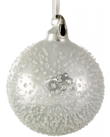 Ozdoba skleněná bílá ledová 10 cm