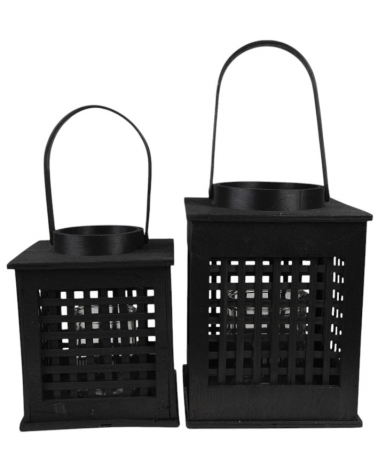 Lucerna bambus černá 19 x 19 x 25 cm