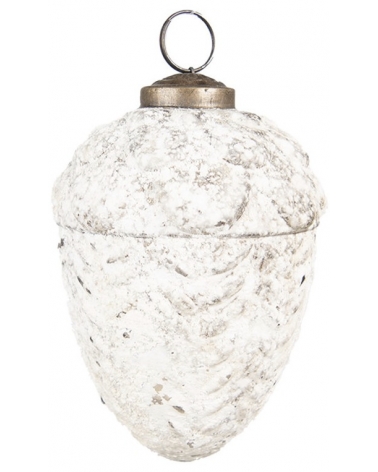 Žalud skleněný bílý matný 10 cm