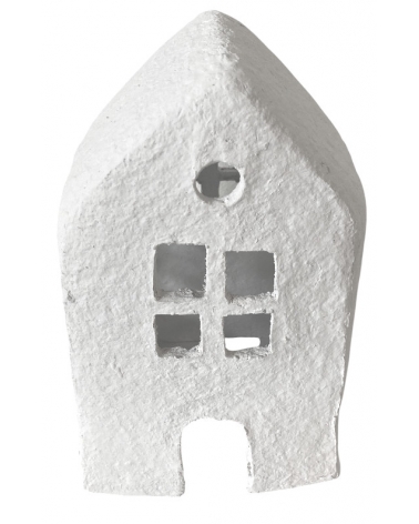 Domeček z papírmaše bílý 13 cm
