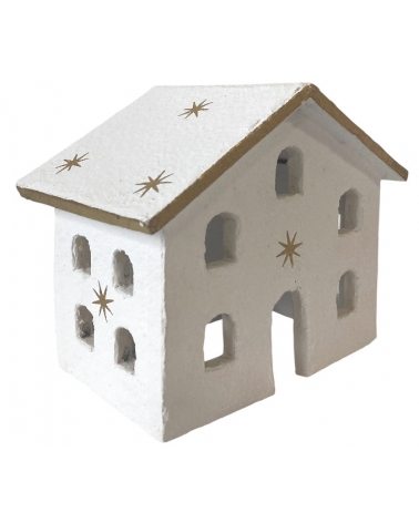 Domeček papermache zlaté hvězdičky 38 cm