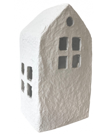 Domeček z papírmaše bílý 38 cm