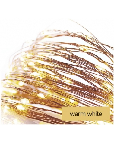 LED vánoční nano řetěz měděný, 10 m, venkovní i vnitřní, teplá bílá, časovač