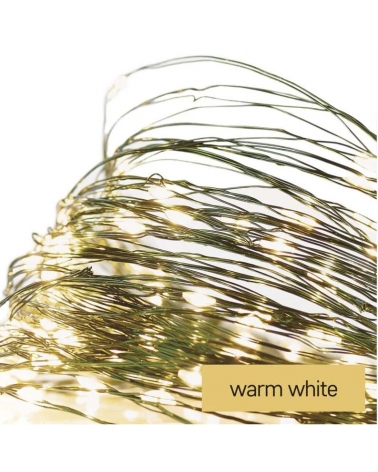 LED Vánoční nano řetěz zelený, 4 m, venkovní i vnitřní, teplá bílá, časovač