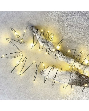 LED Vánoční nano řetěz zelený, 15 m, venkovní i vnitřní, teplá bílá, časovač