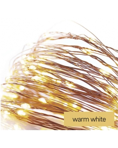LED Vánoční nano řetěz měděný, 0,9 m, 2 x AA, vnitřní, teplá bílá, časovač