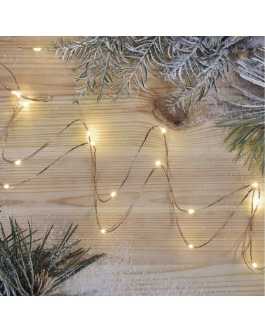 LED Vánoční nano řetěz měděný, 0,9 m, 2 x AA, vnitřní, teplá bílá, časovač