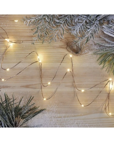 LED Vánoční nano řetěz, 1,9 m, 2 x AA, vnitřní, teplá bílá, časovač