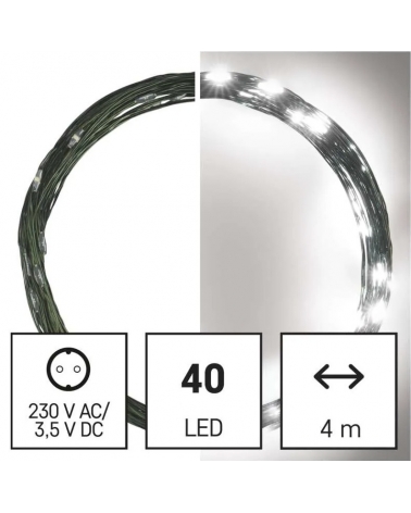 LED Vánoční nano řetěz zelený, 4 m, venkovní i vnitřní, studená bílá, časovač