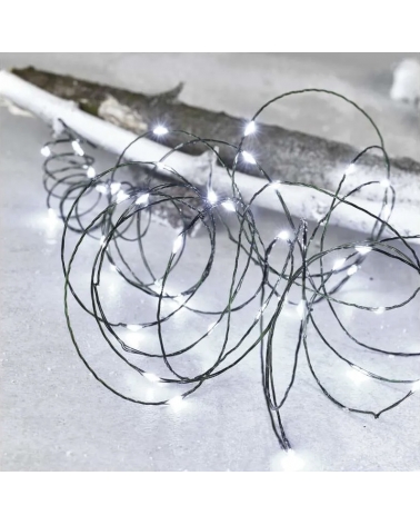 LED Vánoční nano řetěz zelený, 4 m, venkovní i vnitřní, studená bílá, časovač