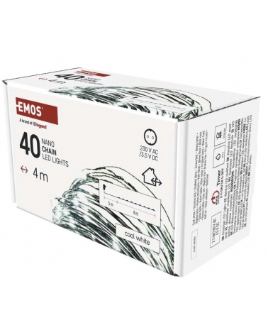 LED Vánoční nano řetěz zelený, 4 m, venkovní i vnitřní, studená bílá, časovač