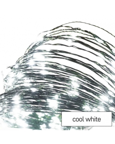 LED Vánoční nano řetěz zelený, 15 m, venkovní i vnitřní, studená bílá, časovač