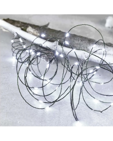 LED Vánoční nano řetěz zelený, 15 m, venkovní i vnitřní, studená bílá, časovač