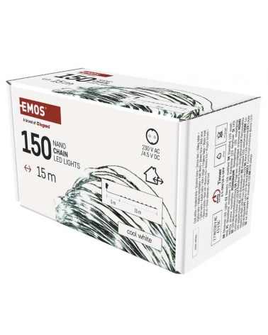 LED Vánoční nano řetěz zelený, 15 m, venkovní i vnitřní, studená bílá, časovač