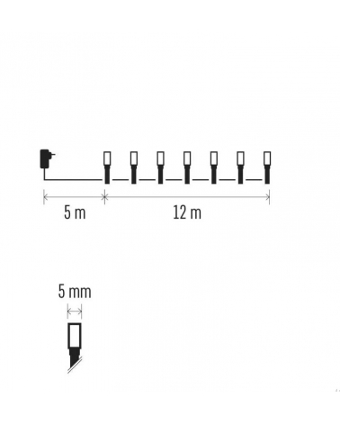 LED Vánoční řetěz, 12 m, venkovní i vnitřní, teplá bílá, programy, časovač