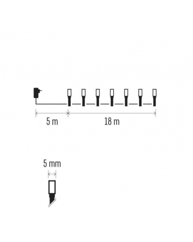 LED Vánoční řetěz, 18 m, venkovní i vnitřní, teplá bílá, programy, časovač