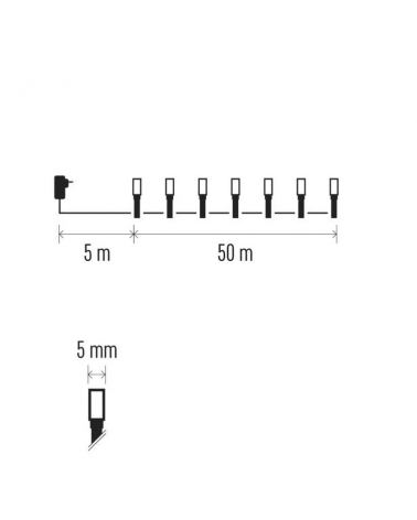 LED Vánoční řetěz, 50 m, venkovní i vnitřní, teplá bílá, programy, časovač