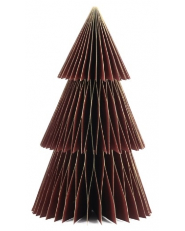 Stromeček papírový Honeycomb červený zlatě zdobený 22,5 cm