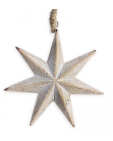 Hvězda závěs dřevo natur patina 7 cm