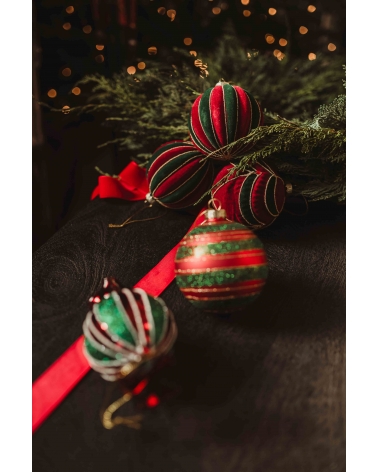 Ozdoba skleněná Bonbon červeno-zelený 7 x 4 x 12 cm