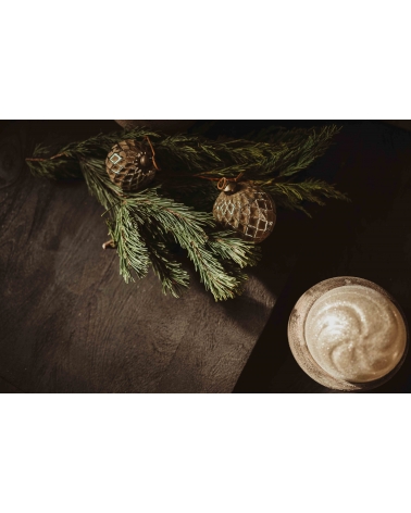 Ozdoba skleněná s "cukrovým" stříbrným třpytem 12 cm