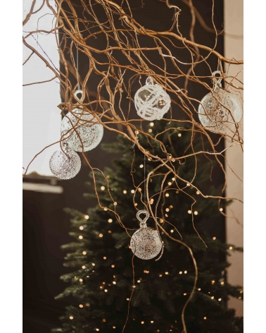 Ozdoba skleněná průhledná s drahokamy 8 cm