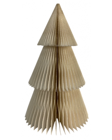 Stromeček papírový Honeycomb Ivory se zlatými třpytkami 60 cm