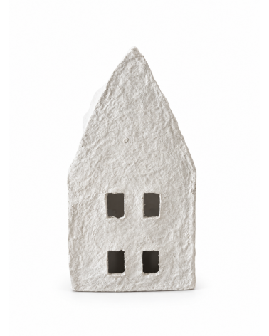 Domeček z papírmaše bílý zdobný 20 x 11 cm