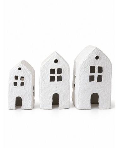 Domeček papermache bílý 20 cm