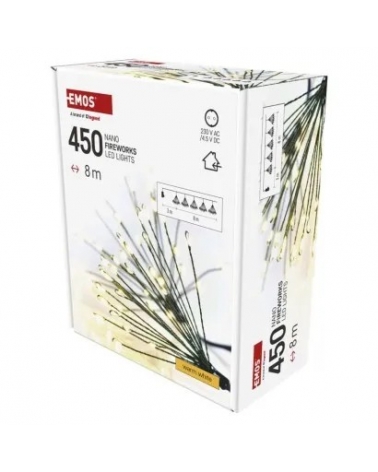 LED řetěz svítící trsy Fireworks 8 m teplá bílá