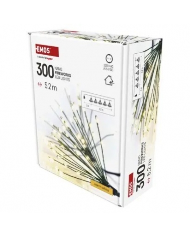 LED světelný řetěz svítící trsy, nano, 5,2 m, vnitřní, teplá bílá, časovač